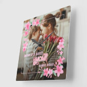 WORLD'S MOM EVER PHOTO最高のフローラカスタム文字 スクエア壁時計 (傾斜)