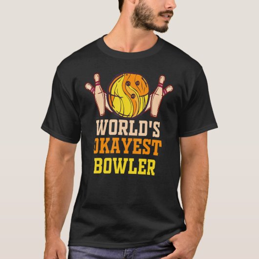 Worlds Okayest Bowler Mens Bowling Ball   Bowler Tシャツ (正面)