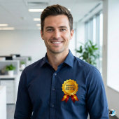 World's Okayest Employee | Funny Gold Medal Award 缶バッジ