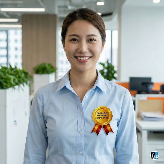 World's Okayest Employee | Funny Gold Medal Award 缶バッジ