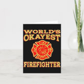 Worlds Okayest Firefighter Fireman Funny Firefight カード (正面)