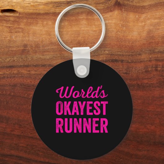 Worlds Okayest Runner Funny Sarcastic Running Srts キーホルダー (正面)
