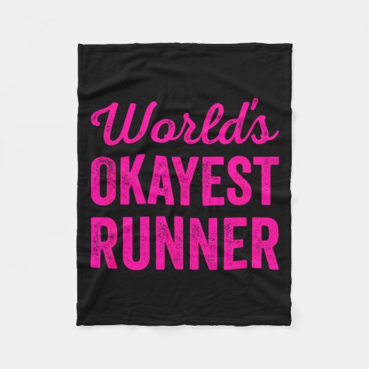 Worlds Okayest Runner Funny Sarcastic Running Srts フリースブランケット (正面)