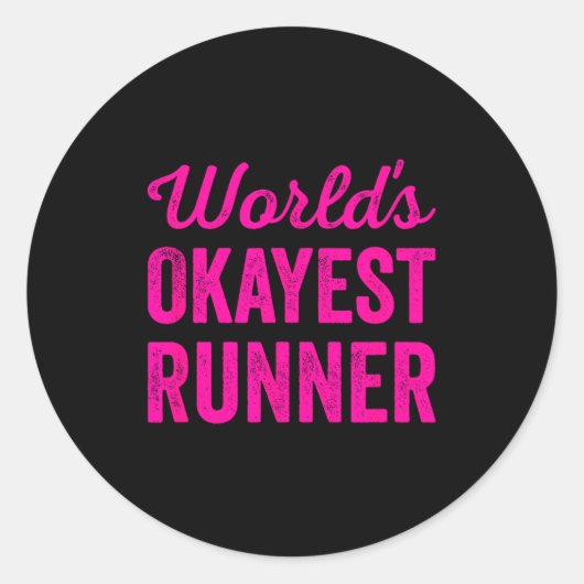 Worlds Okayest Runner Funny Sarcastic Running Srts ラウンドシール (正面)