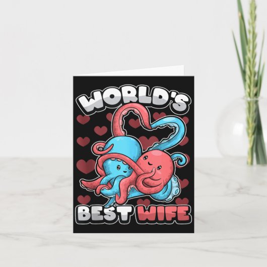World's Wife Cute Kawaii Octopus Heart Cute Couple カード (正面)
