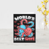 World's Wife Cute Kawaii Octopus Heart Cute Couple カード (黄色い花)