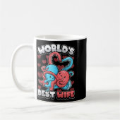 World's Wife Cute Kawaii Octopus Heart Cute Couple コーヒーマグカップ (左)