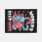 World's Wife Cute Kawaii Octopus Heart Cute Couple フリースブランケット (正面(横))
