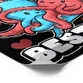 World's Wife Cute Kawaii Octopus Heart Cute Couple ポスター (角)