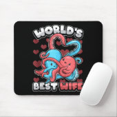 World's Wife Cute Kawaii Octopus Heart Cute Couple マウスパッド (マウス)