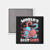 World's Wife Cute Kawaii Octopus Heart Cute Couple マグネット (正面/裏面)