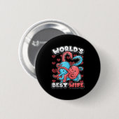 World's Wife Cute Kawaii Octopus Heart Cute Couple 缶バッジ (正面&裏面)