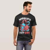World's Wife Cute Kawaii Octopus Heart Cute Couple Tシャツ (正面フル)
