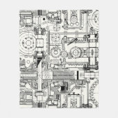 WORMギアなどのシームレスな技術パターン フリースブランケット (正面)