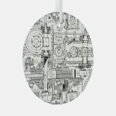 Wormギア：シームレスな技術機械。 ガラスオーナメント (正面右)