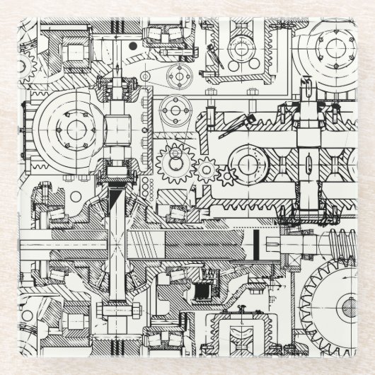 Wormギア：シームレスな技術機械。 ガラスコースター (正面)