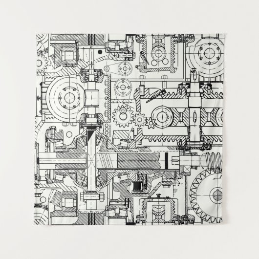 Wormギア：シームレスな技術機械。 タペストリー (正面)