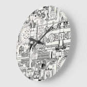 Wormギア：シームレスな技術機械。 ラージ壁時計 (傾斜)