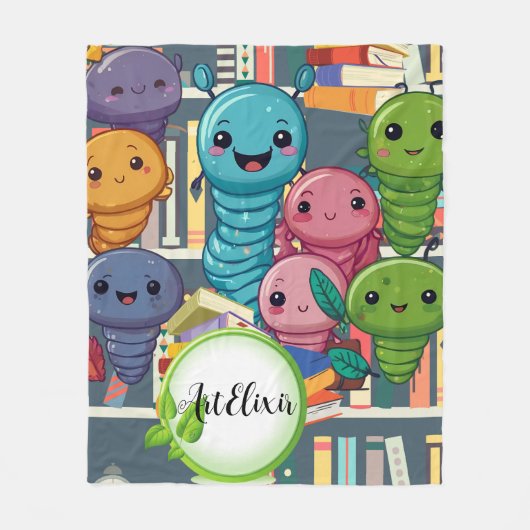 Worm BookWormsプリント フリースブランケット (正面)