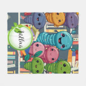 Worm BookWormsプリント フリースブランケット (正面(横))