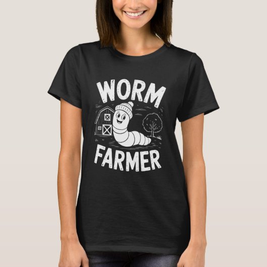 Worm Farmer Earthworm Garden Composting Tシャツ (正面)