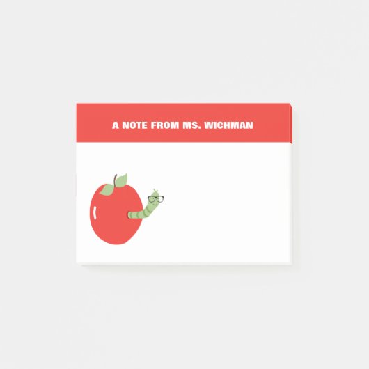 Worm in Appleかわいい先生ノートのギフト ポストイット (正面)