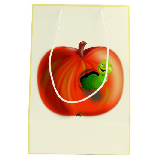 Worm In Apple抱き枕おもしろい – お使いのカラー – 文字 ミディアムペーパーバッグ (裏面)