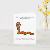 Worm in myハート、ハッピーバレンタインデー カード (黄色い花)