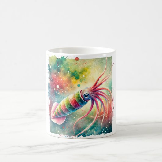 Worm Squid 170624AREF109 - Watercolor コーヒーマグカップ (中央)