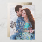 WORMEST WISHS金ゴールドフォトクリスマスグリーティングカード シーズンカード (正面/裏面)