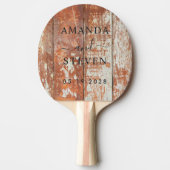 Worn Barn Wood Couple Names with Wedding Date 卓球ラケット (正面)