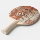 Worn Barn Wood Couple Names with Wedding Date 卓球ラケット (正面アングル)