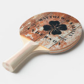 Worn Barn Wood Irish Lucky Clover Wedding Crest 卓球ラケット (正面アングル)