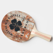 Worn Barn Wood Irish Lucky Clover Wedding Crest 卓球ラケット (横)