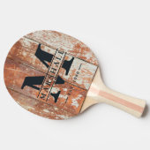 Worn Barn Wood Monogram & Name Overlay 卓球ラケット (横)