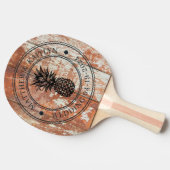 Worn Barn Wood Pineapple Wedding Crest & Names 卓球ラケット (横)