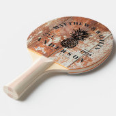 Worn Barn Wood Tropical Pineapple Wedding Crest 卓球ラケット (正面アングル)