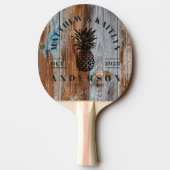 Worn Blue Wash Tropical Pineapple Wedding Crest 卓球ラケット (裏面)