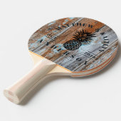 Worn Blue Wash Tropical Pineapple Wedding Crest 卓球ラケット (正面アングル)