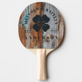 Worn Blue Wash Wood Irish Clover Wedding Crest 卓球ラケット (裏面)