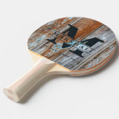 Worn Blue Wash Wood Monogram & Name Overlay 卓球ラケット (正面アングル)