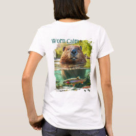 Worn Calm | トラウトクリークのシーンの鹿とビーバー Tシャツ