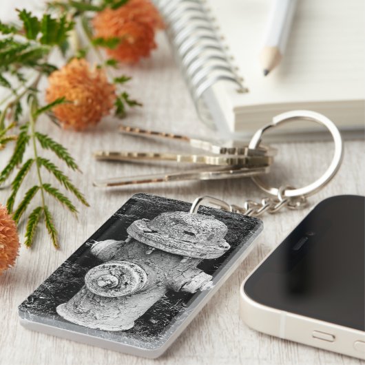 Worn Chipped Rusty Old Fire Hydrant Photograph キーホルダー (正面右)