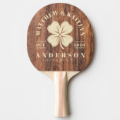 Worn Cutting Board Irish Clover Wedding Crest 卓球ラケット (正面)