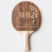 Worn Cutting Board Leaf Wedding Monogram 卓球ラケット (正面)