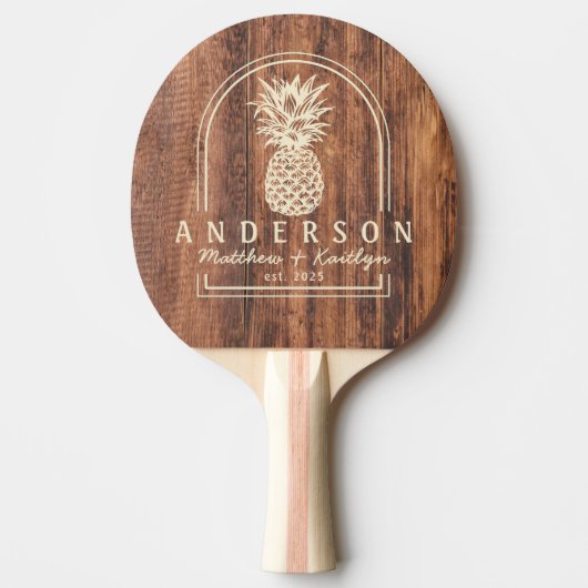 Worn Cutting Board Pineapple Wedding Arch & Name 卓球ラケット (正面)