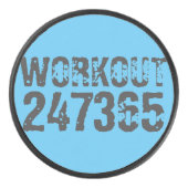 Worn out and scratched text Workout 247365 blue アイスホッケーパック (正面)