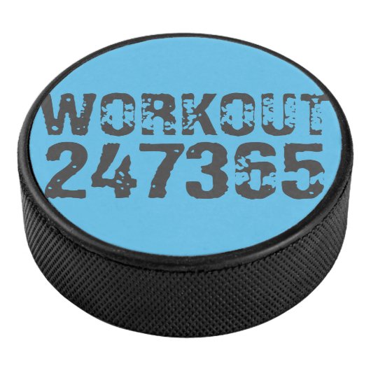 Worn out and scratched text Workout 247365 blue アイスホッケーパック (3/4)