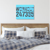 Worn out and scratched text Workout 247365 blue キャンバスプリント (インサイチュ (寝室))