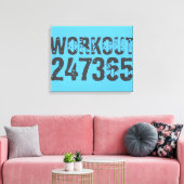 Worn out and scratched text Workout 247365 blue キャンバスプリント (インサイチュ (リビング))